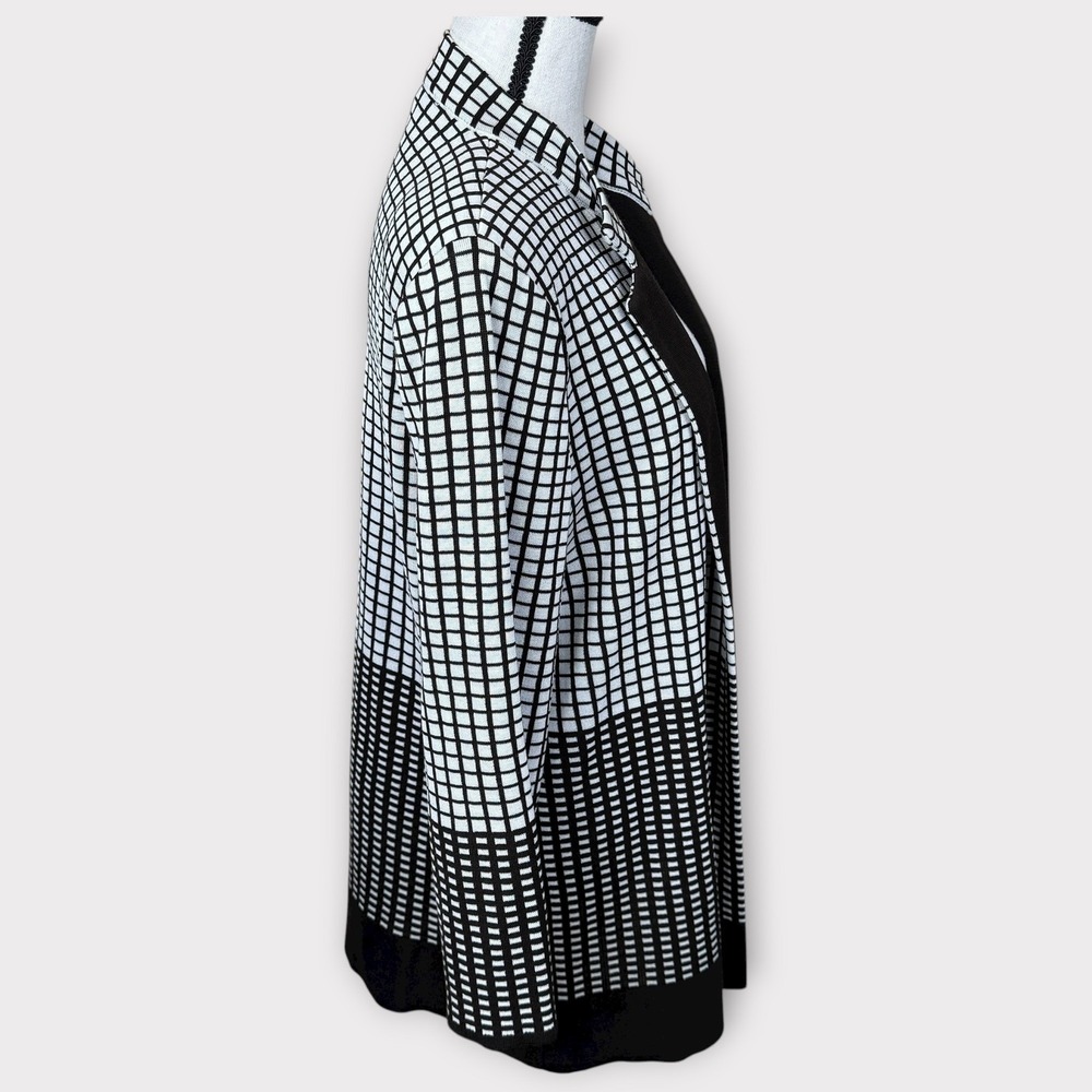 MISOOK Heritage Knit Open Front Jacket Blazer Black White Checkered Womens Large - Picture 8 of 10